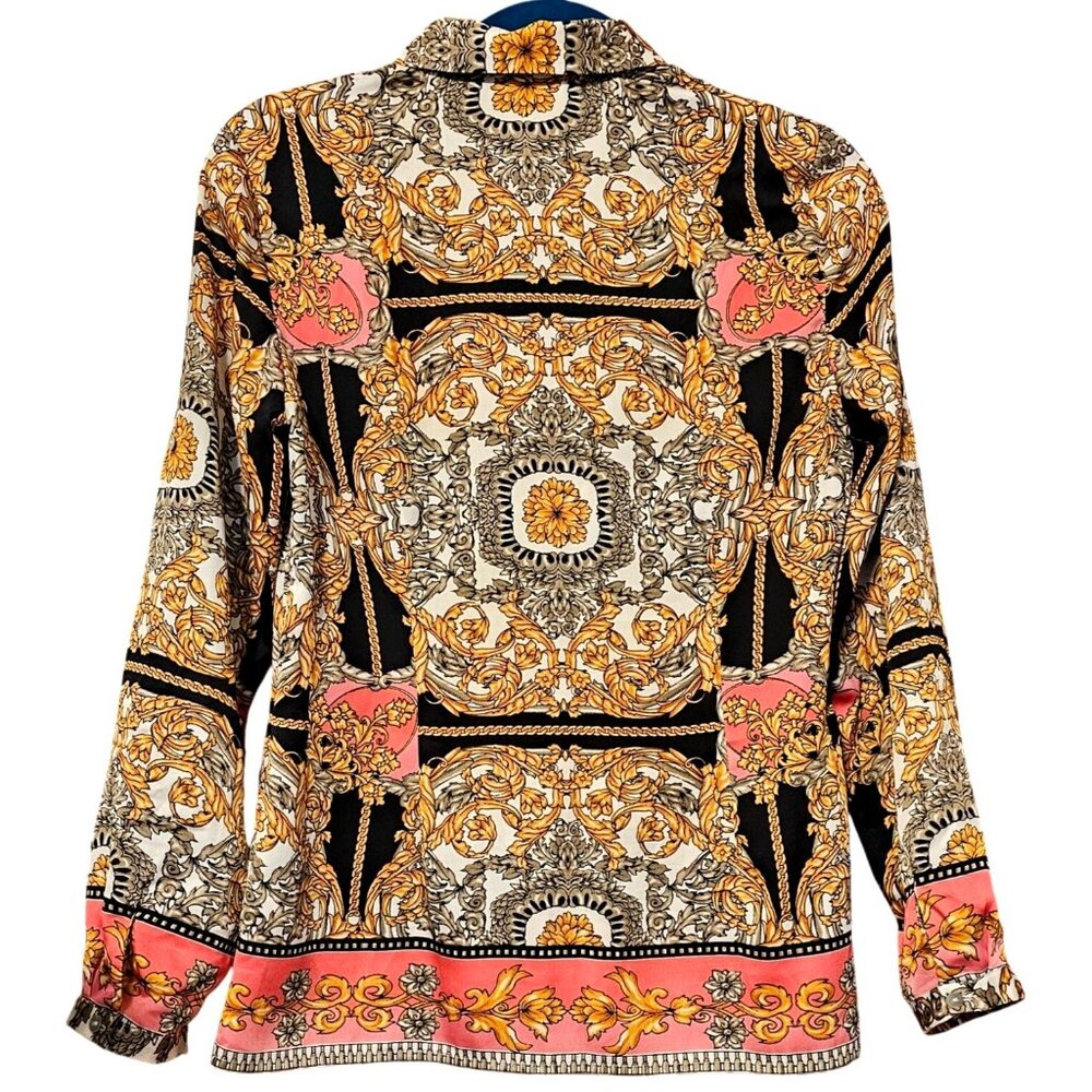 Laundry By Shelli Segal Womens Long Sleeve Baroque Print Blouse Size 6 - Picture 4 of 12